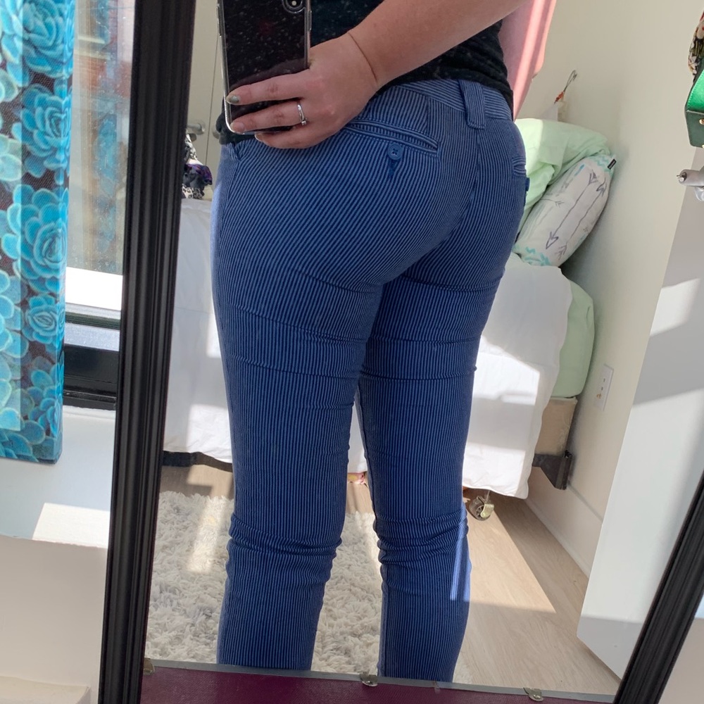 Blue Striped Cropped Pants